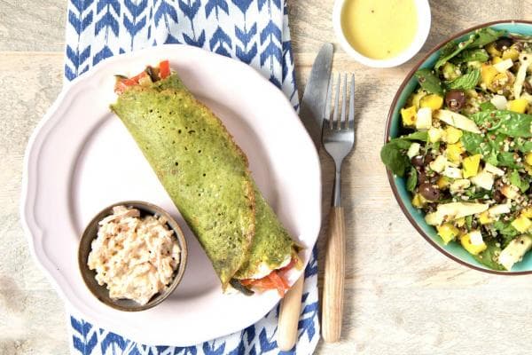 Luxe salade met hartige crêpe