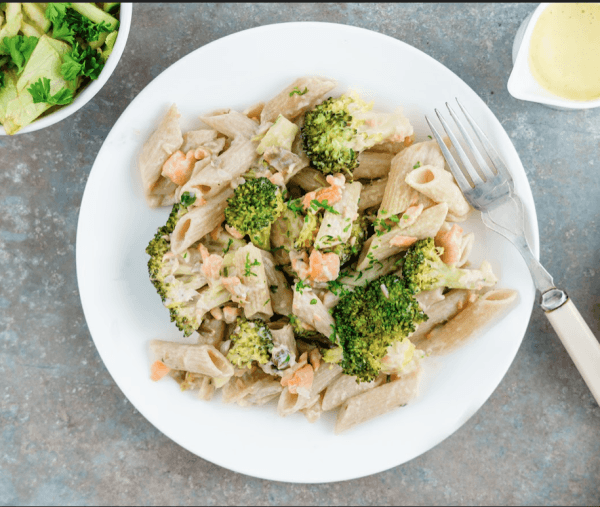 Pasta met gerookte zalm