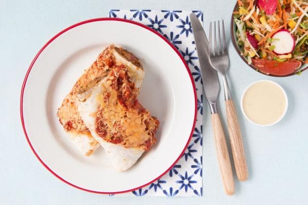 Beef enchilada met salade