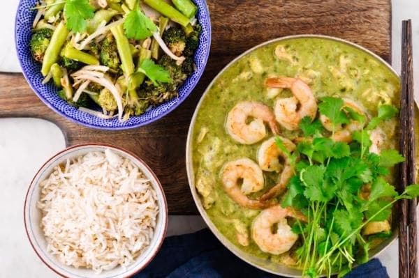 Thaise curry met gamba's