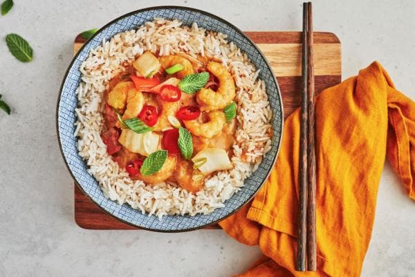 Thaise rode curry met gamba's