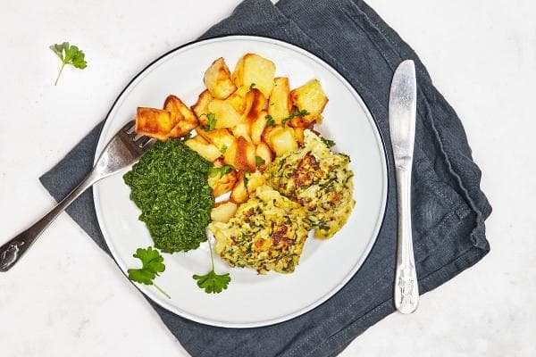 Courgette koekjes met spinazie a la crème