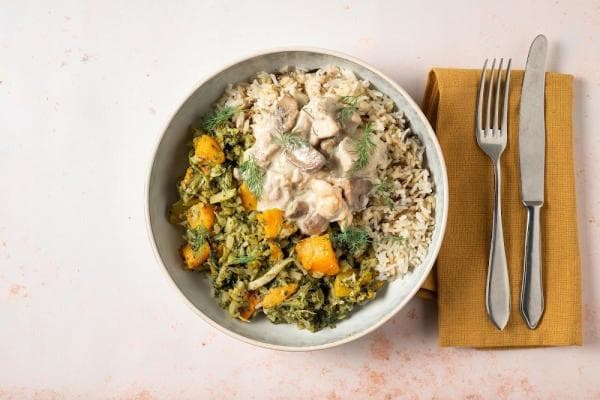 Kip met champignons in dille roomsaus