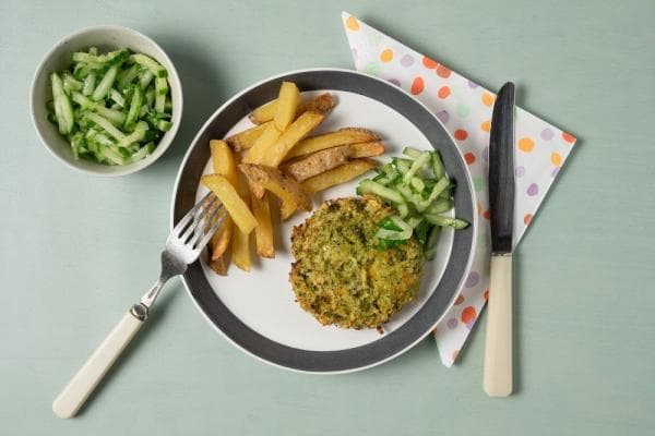 Kalkoenburger met frietjes