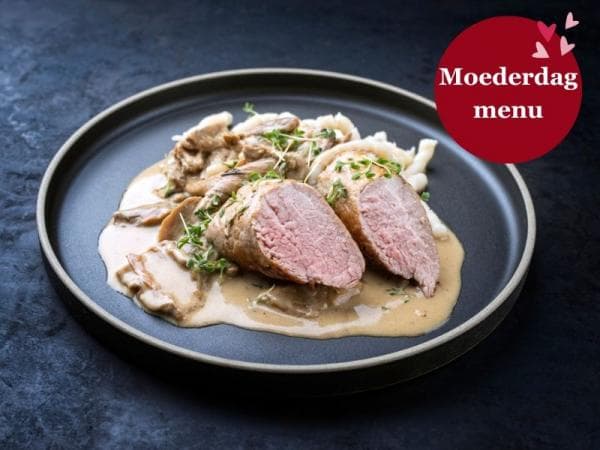 Kalfsroulade in witte wijn jus