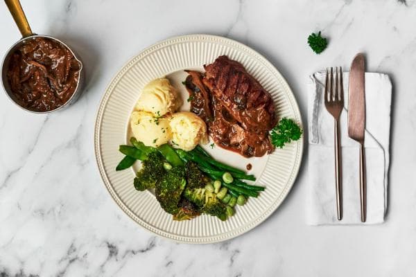 Kalfsentrecôte met paddenstoelensaus