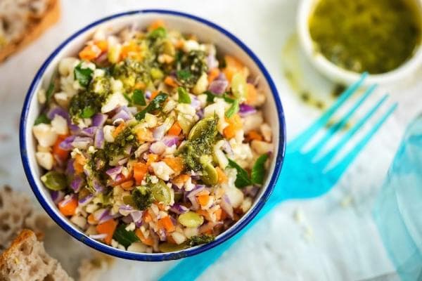 Freekeh maaltijdsalade met pompoen