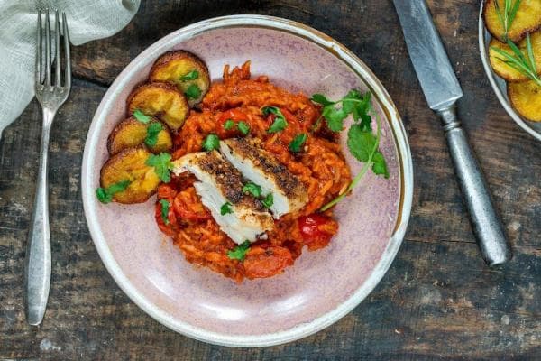 Afrikaanse Jollof rijst met kip