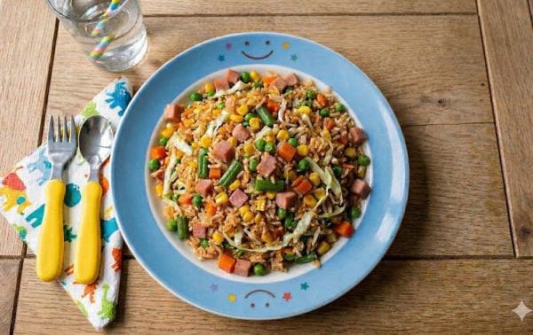 Vrolijke nasi met ham