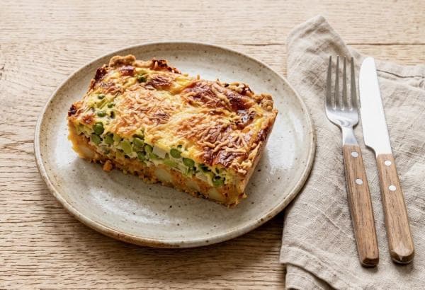 Zoete aardappel & prei taart